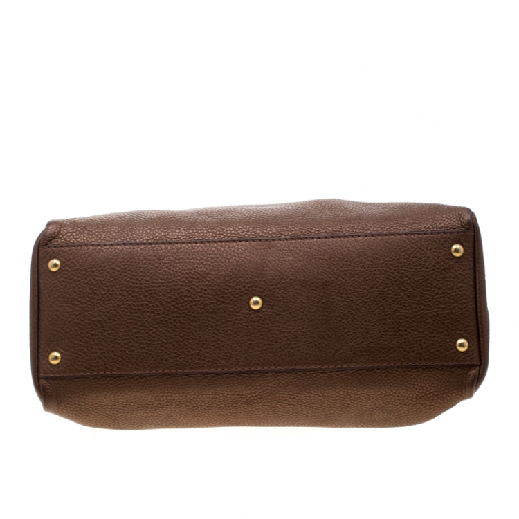 مملوكة مسبقًا Fendi Metallic Brown Selleria Leather Large Peekaboo Top Handle Bag