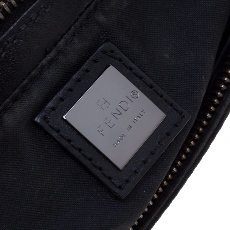 Pre Owned Fendi Black Zucca Canvas Pochette Bag