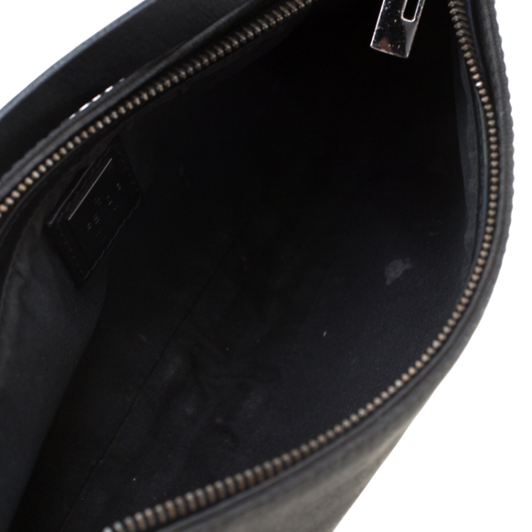Pre Owned Fendi Black Zucca Canvas Pochette Bag