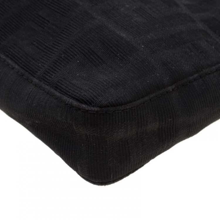 Pre Owned Fendi Black Zucca Canvas Pochette Bag