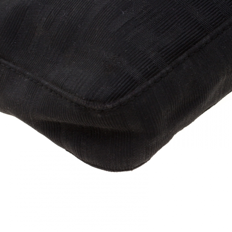 Pre Owned Fendi Black Zucca Canvas Pochette Bag