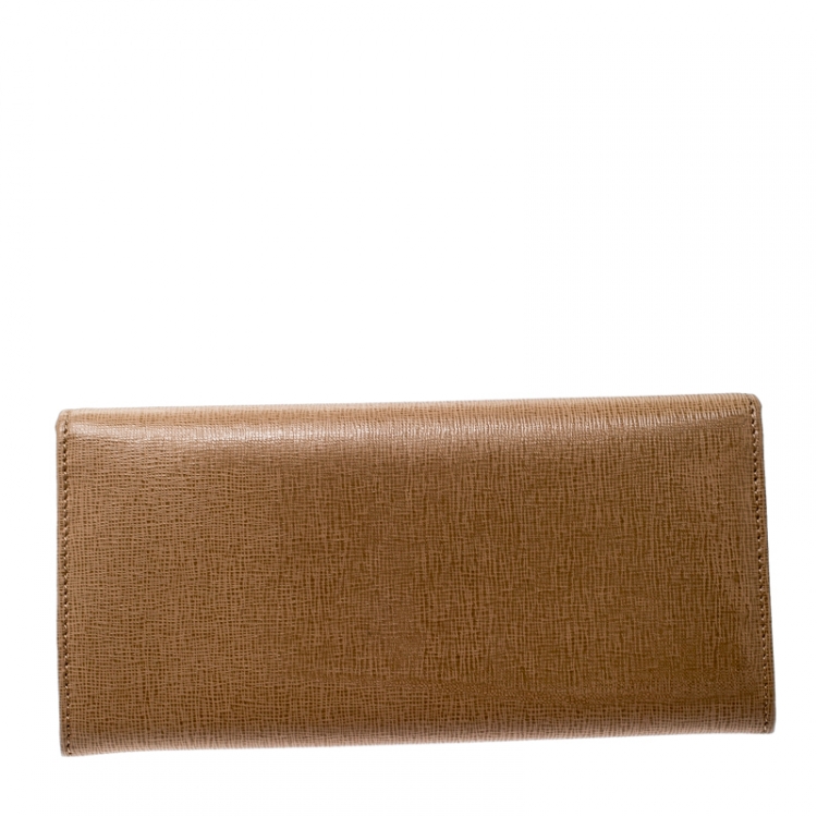 Pre Owned Fendi Beige Leather Elite Continental Wallet