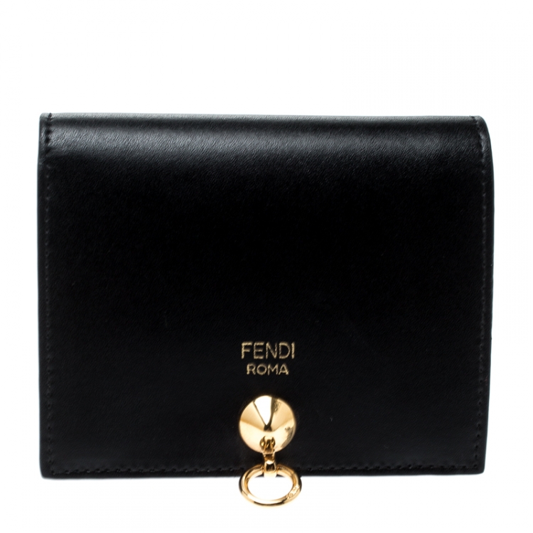 Pre Owned Fendi Black Leather Bifold Wallet