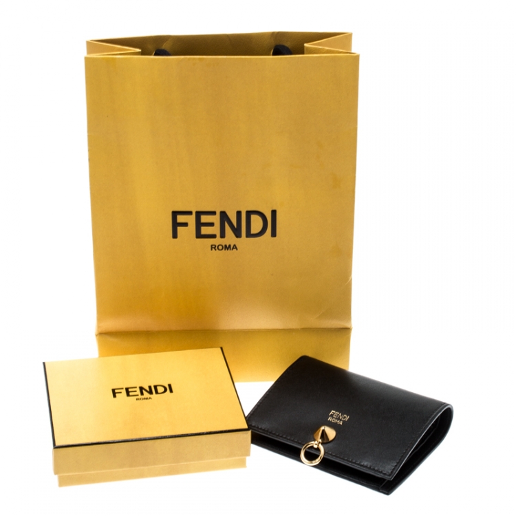 Pre Owned Fendi Black Leather Bifold Wallet