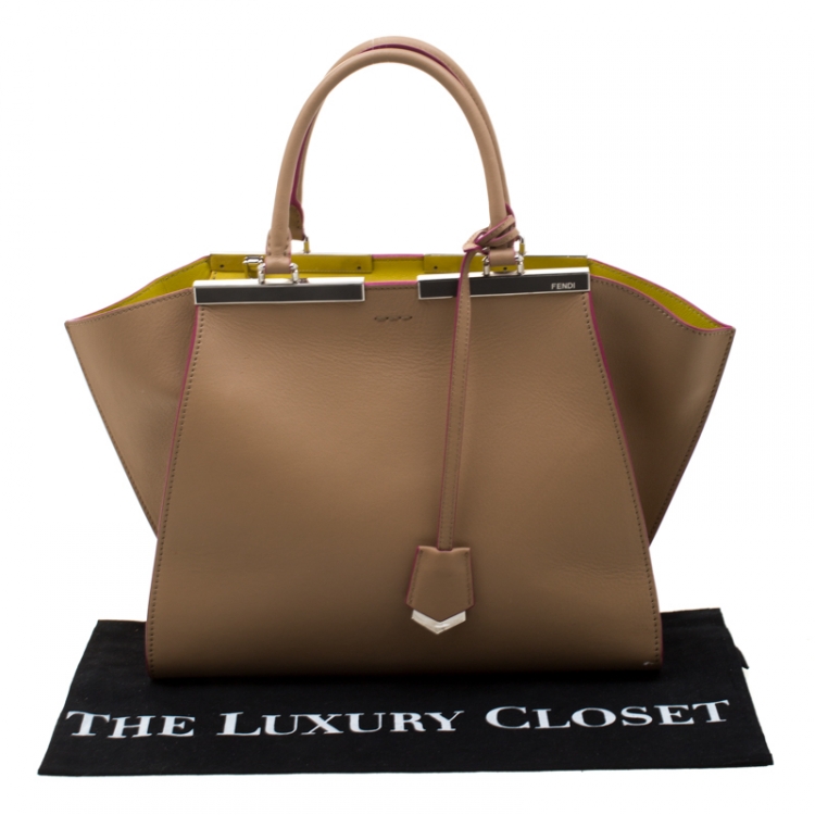 Pre Owned Fendi Beige Leather 3Jours Tote