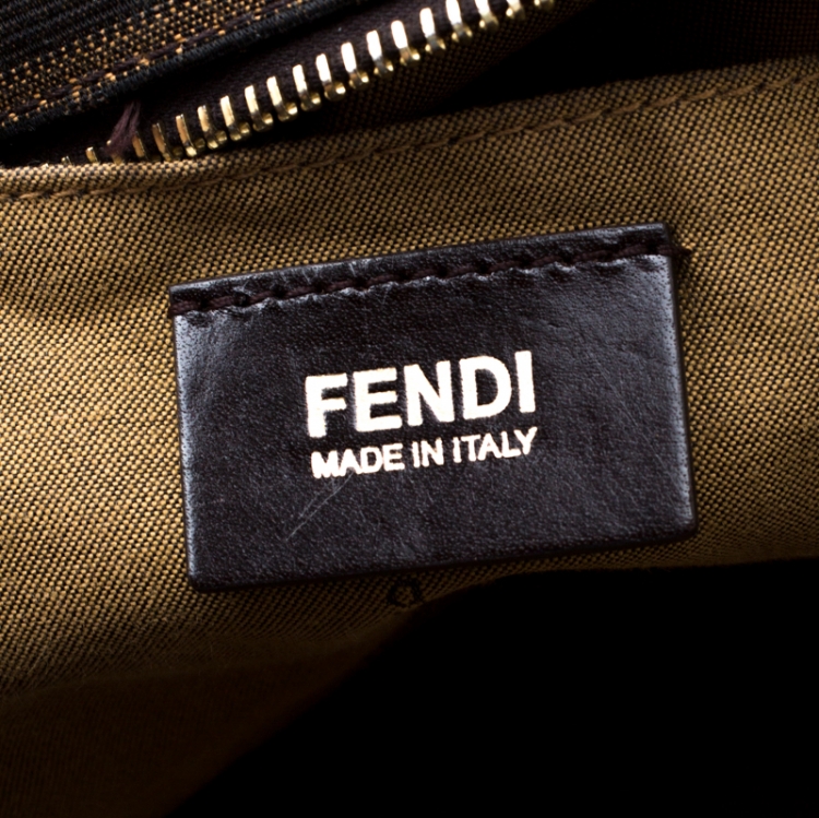 Pre Owned Fendi Tobacco Zucca Canvas Boston Bag