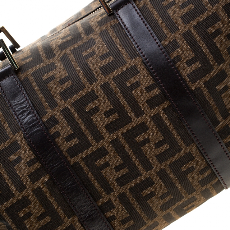 Pre Owned Fendi Tobacco Zucca Canvas Boston Bag