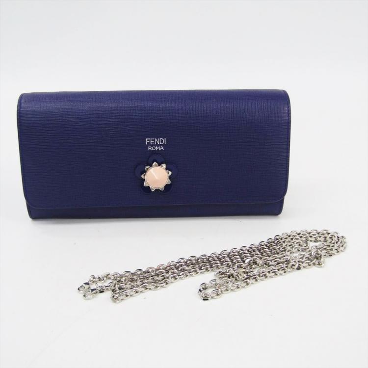 Pre Owned Fendi Purple Leather WOC Clutch Bag