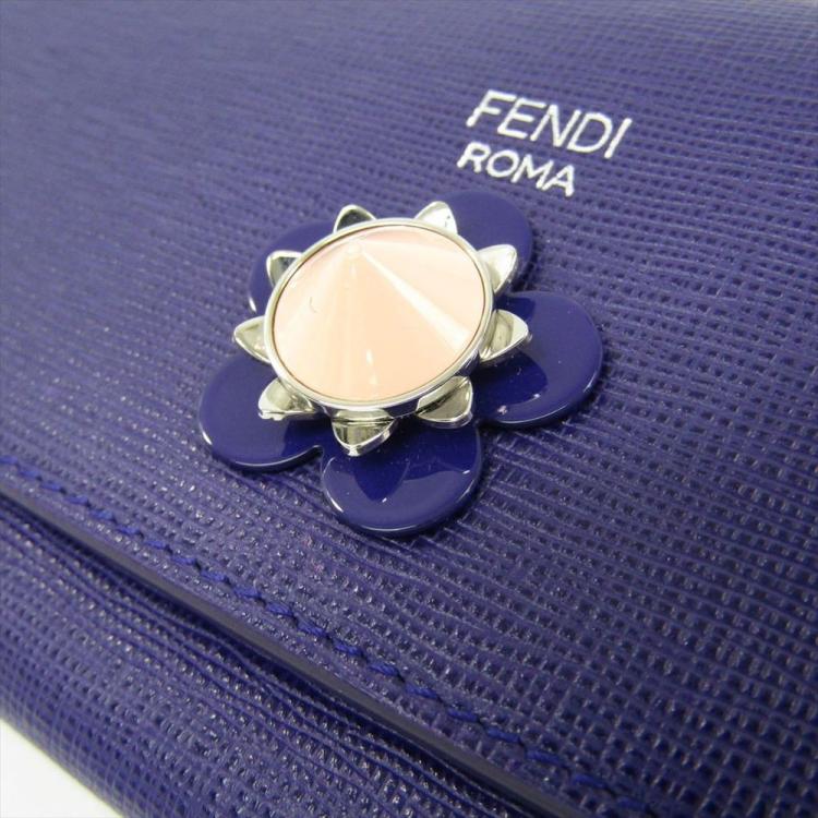 Pre Owned Fendi Purple Leather WOC Clutch Bag