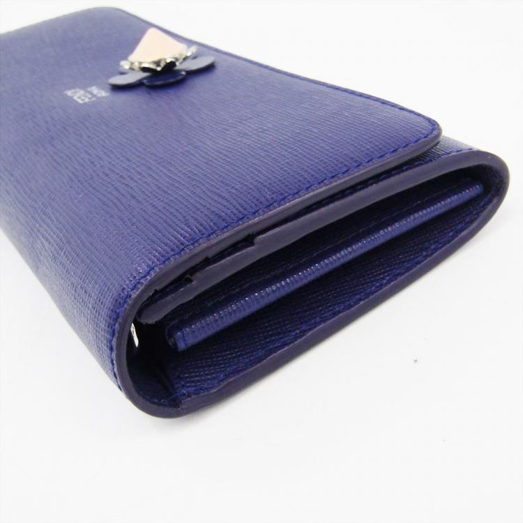 Pre Owned Fendi Purple Leather WOC Clutch Bag