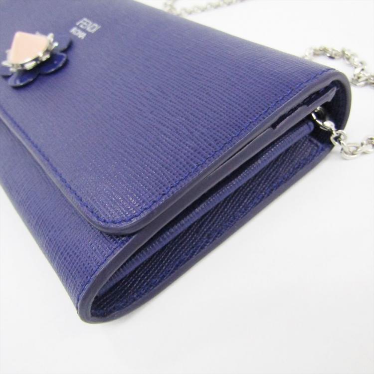Pre Owned Fendi Purple Leather WOC Clutch Bag