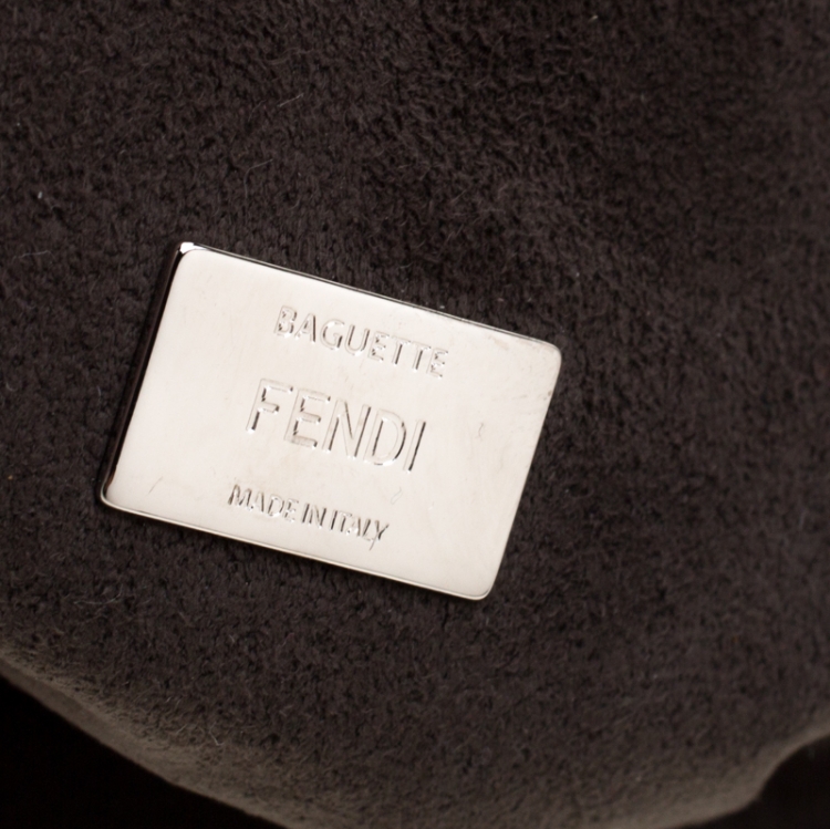 Pre Owned Fendi Blue/Black Leather Double Micro Baguette Bag