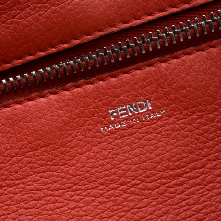 Pre Owned Fendi Khaki Leather Dotcom Top Handle Bag