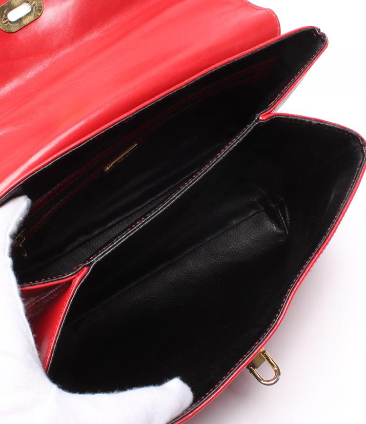 Pre Owned Fendi Red Leather Top Handle Bag