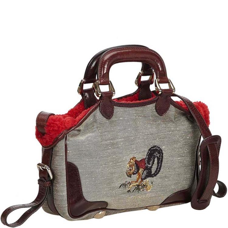 Pre Owned Fendi Brown Canvas Squirrel Du Jour Satchel 