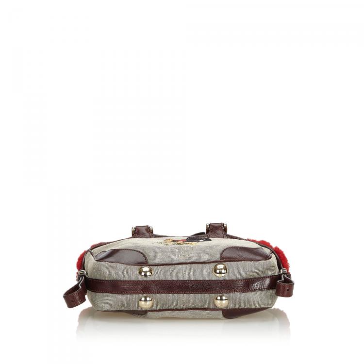 Pre Owned Fendi Brown Canvas Squirrel Du Jour Satchel 