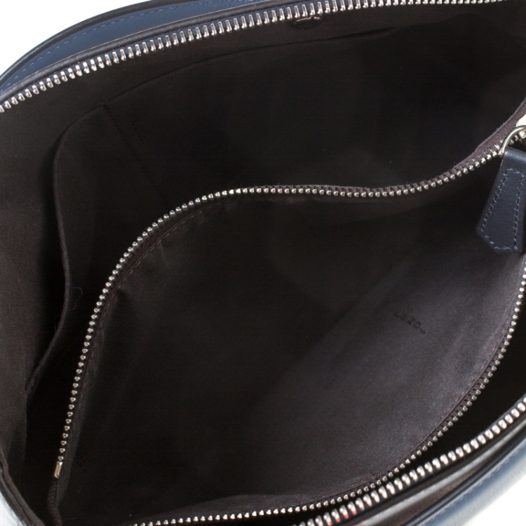 Pre Owned Fendi Grey/Blue Leather By The Way Boston Bag 
