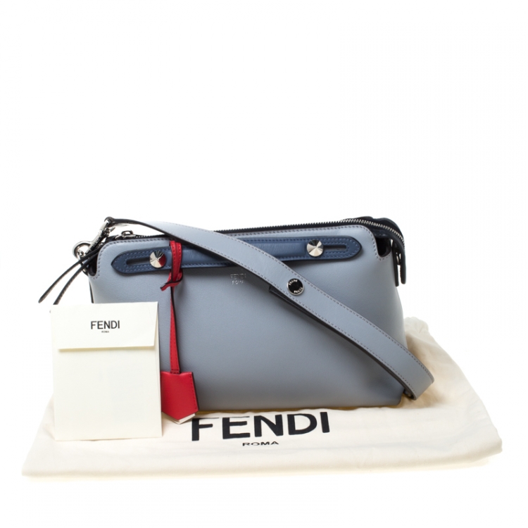 Pre Owned Fendi Grey/Blue Leather By The Way Boston Bag 