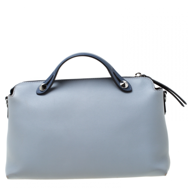 Pre Owned Fendi Grey/Blue Leather By The Way Boston Bag 