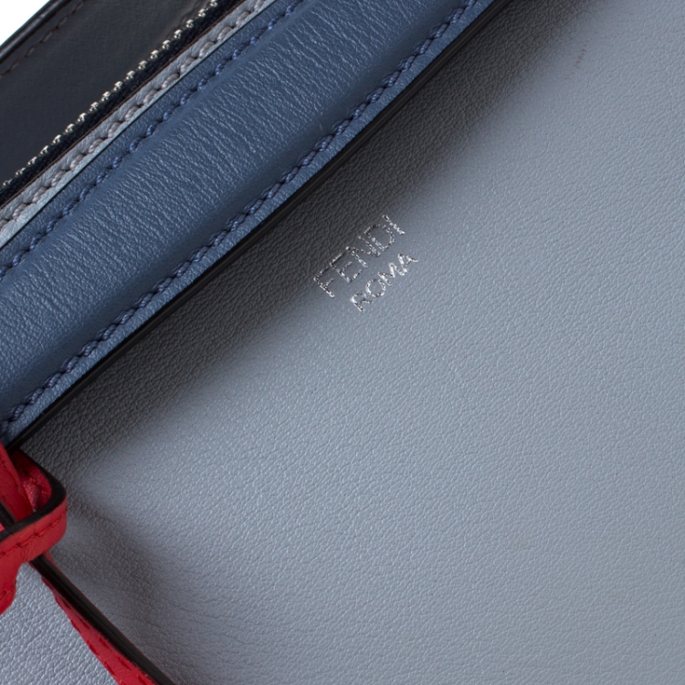 Pre Owned Fendi Grey/Blue Leather By The Way Boston Bag 