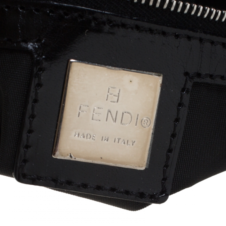 Pre Owned Fendi Black Beads and Leather Baguette Shoulder Bag