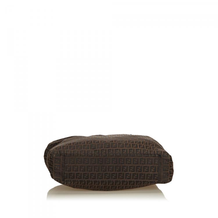 Pre Owned Fendi Brown Zucchino Jacquard Shoulder Bag