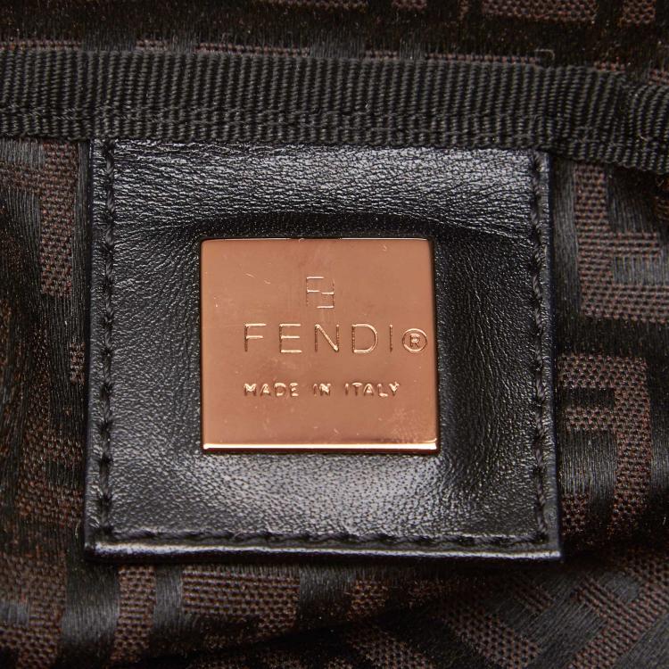 Pre Owned Fendi Brown Zucchino Jacquard Shoulder Bag