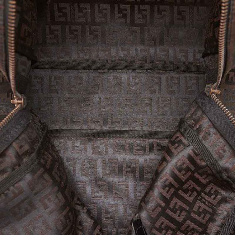 Pre Owned Fendi Brown Zucchino Jacquard Shoulder Bag