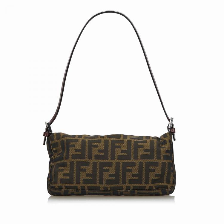 Pre Owned Fendi Brown Zucca Canvas Baguette
