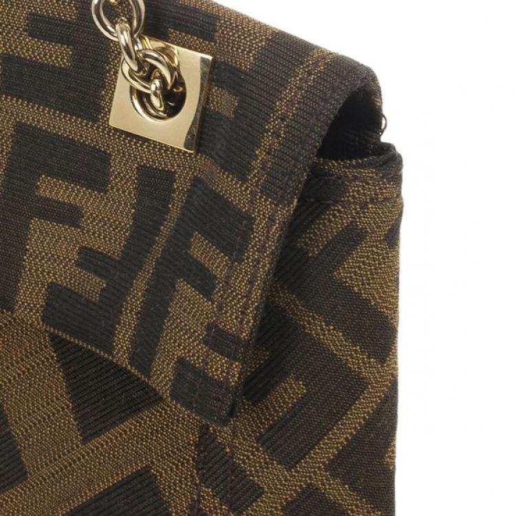 Pre Owned Fendi Maxi Borsa Zucca Baguette Shoulder Bag