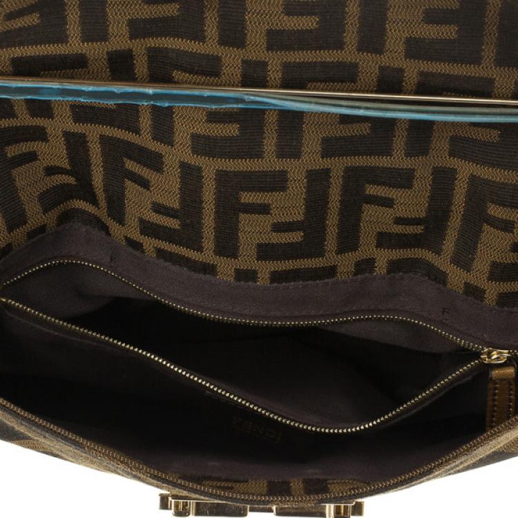 Pre Owned Fendi Maxi Borsa Zucca Baguette Shoulder Bag