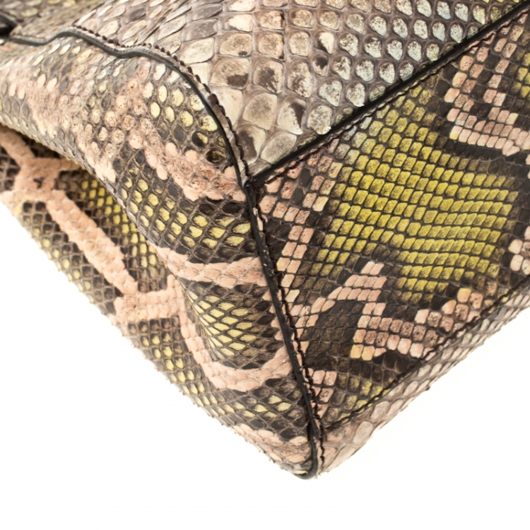 Pre Owned Fendi Multicolor Python Leather Mini Peekaboo Top Handle Bag
