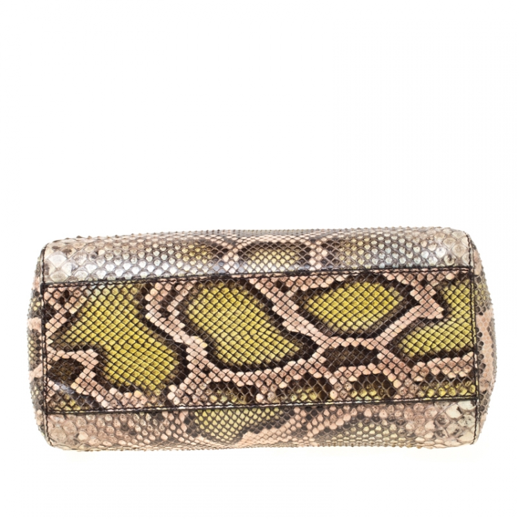 Pre Owned Fendi Multicolor Python Leather Mini Peekaboo Top Handle Bag