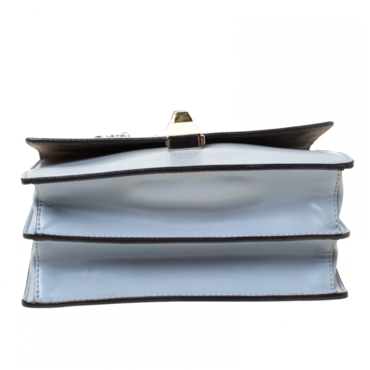 Pre Owned Fendi Ash Grey Leather Small Kan I Crossbody Bag