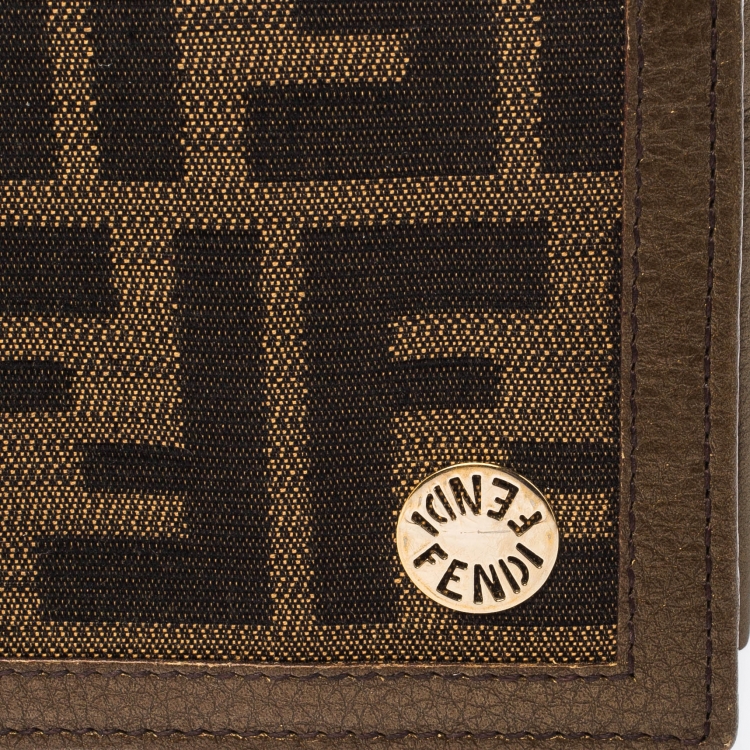 Pre Owned Fendi Tobacco Zucca Canvas and Leather Chef Continental Wallet