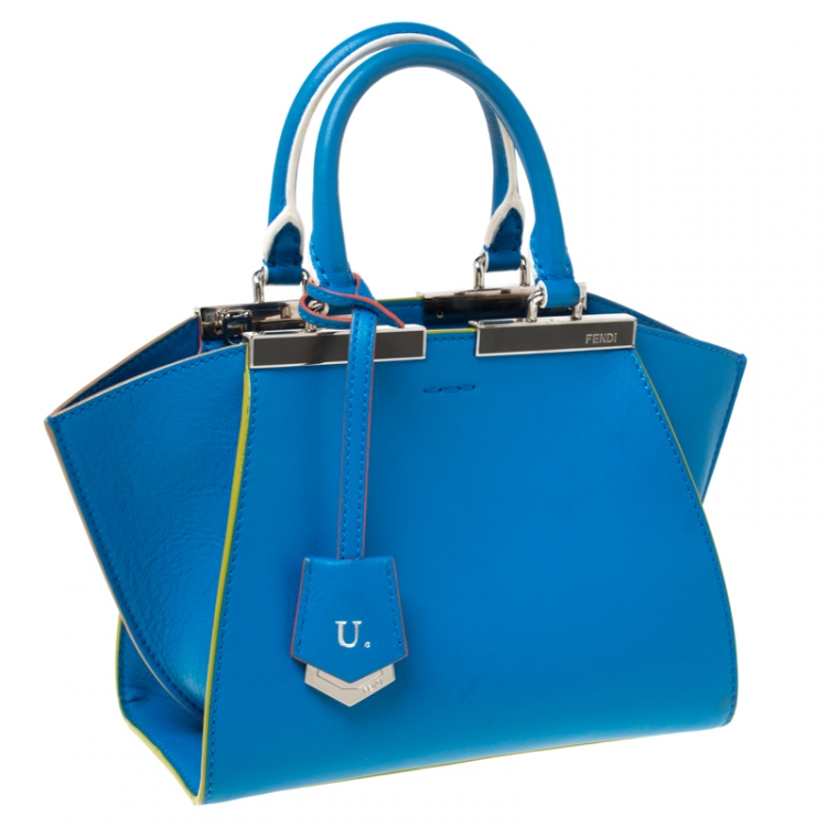 Pre Owned Fendi Blue Leather Mini 3Jours Tote