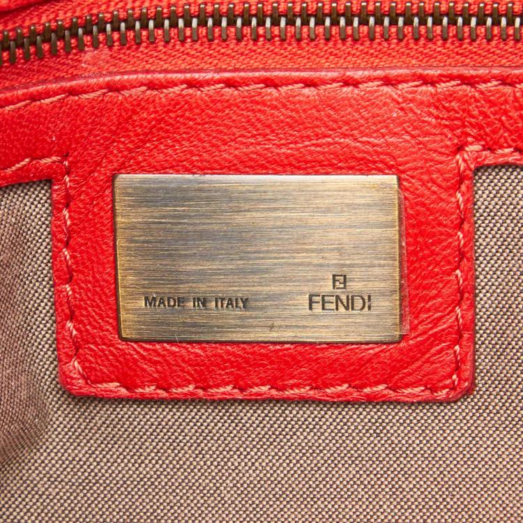 Pre Owned Fendi Red Leather Etniko Satchel