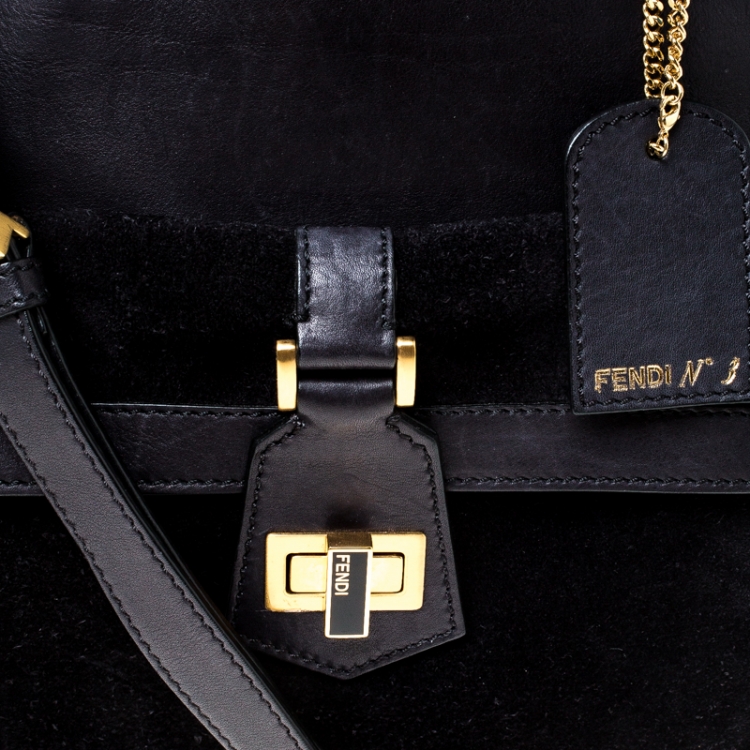 Pre Owned Fendi Black Leather and Suede Classico No. 3 Shopper Tote 