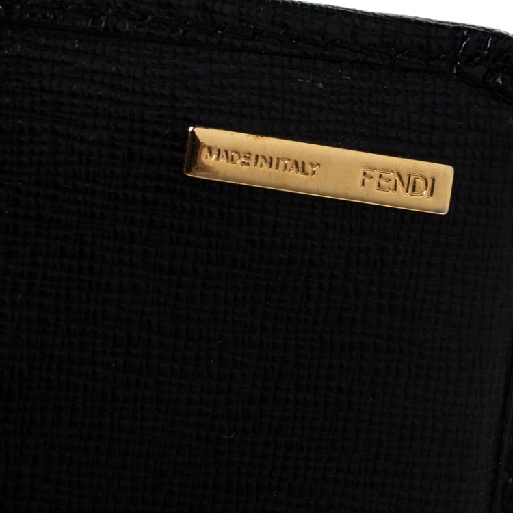 Pre Owned Fendi Black Leather Classic Flap Wallet