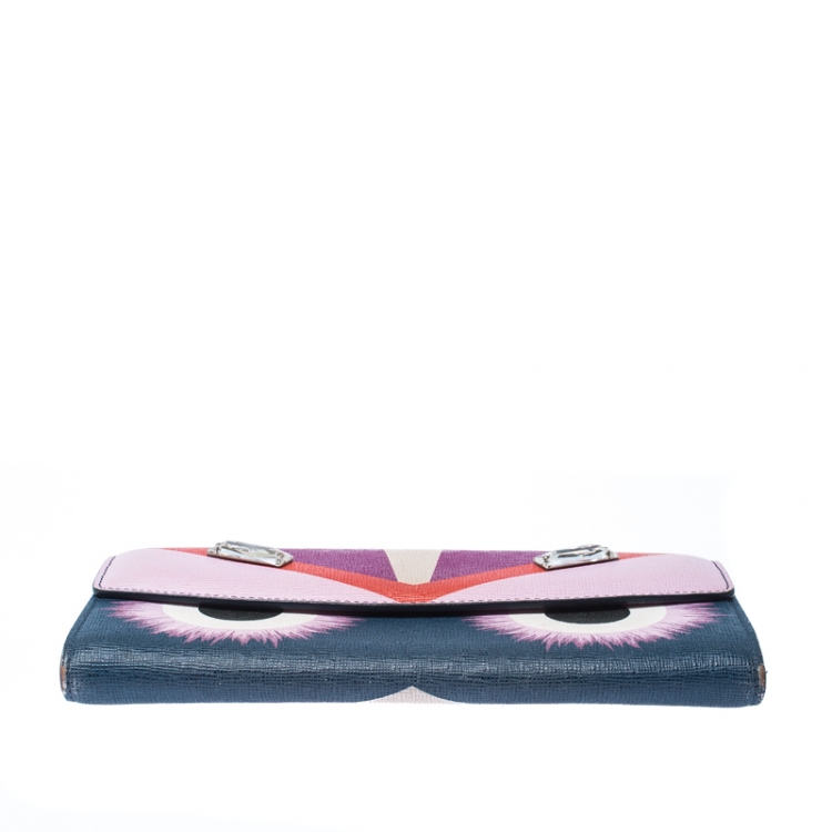 مملوكة مسبقًا Fendi Multicolor Crystal Embellishment Leather Monster Continental Wallet