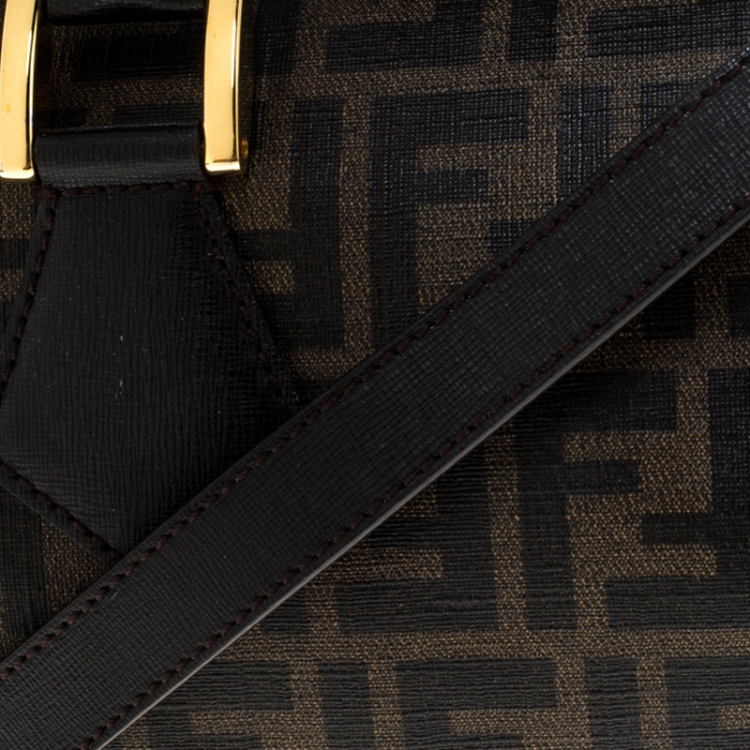 Pre Owned Fendi Tobacco Zucca Coated Canvas Small Boston Bag