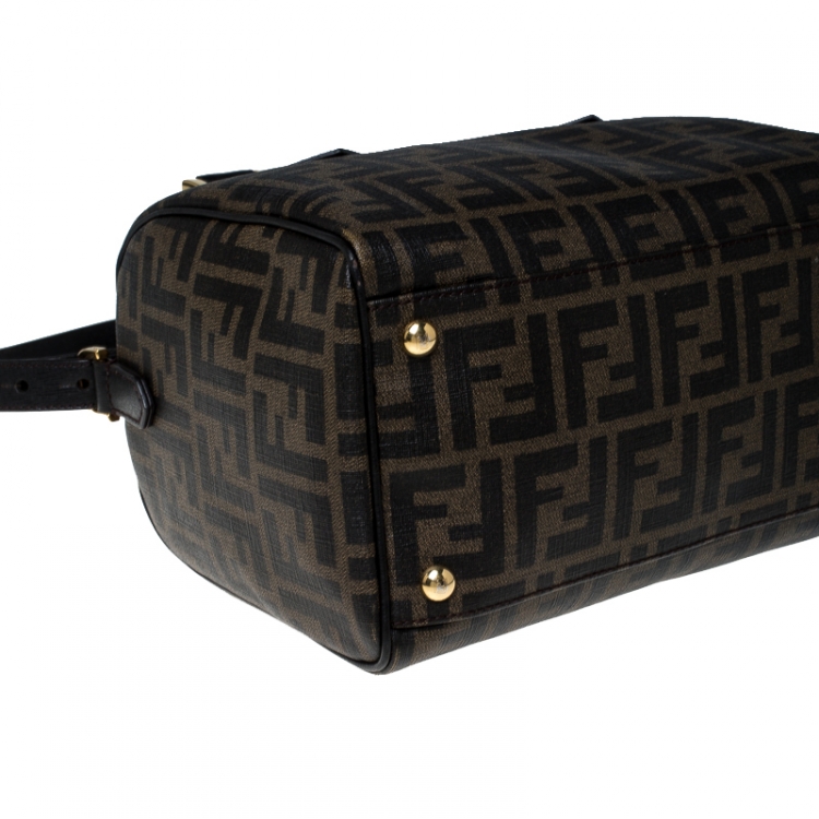Pre Owned Fendi Tobacco Zucca Coated Canvas Small Boston Bag