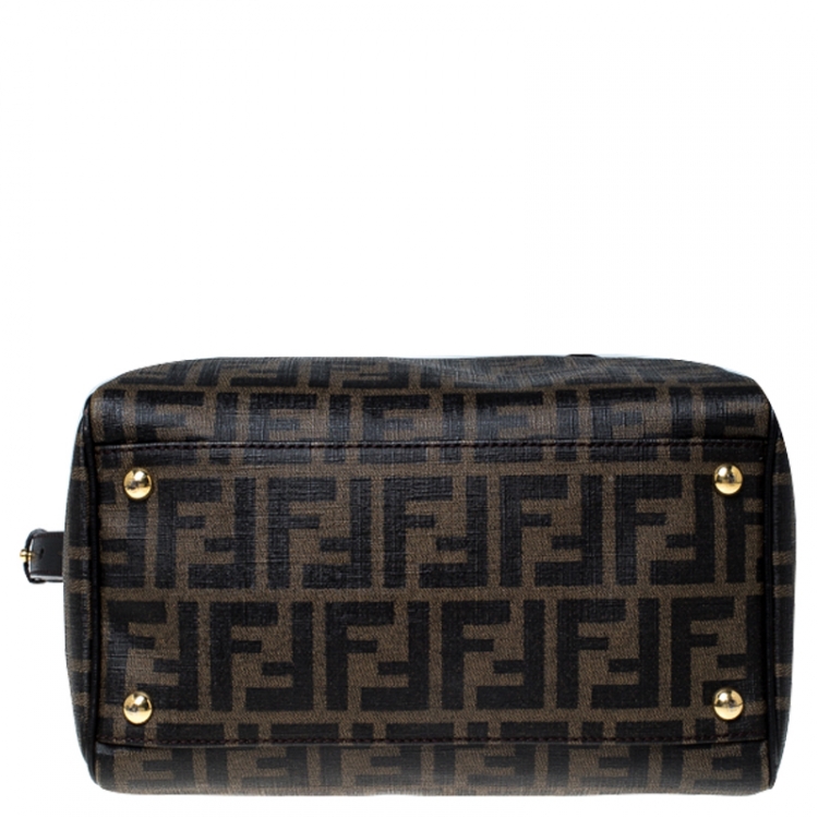 Pre Owned Fendi Tobacco Zucca Coated Canvas Small Boston Bag