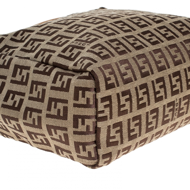 Pre Owned Fendi Brown/Beige Zucchino Canvas Pochette 