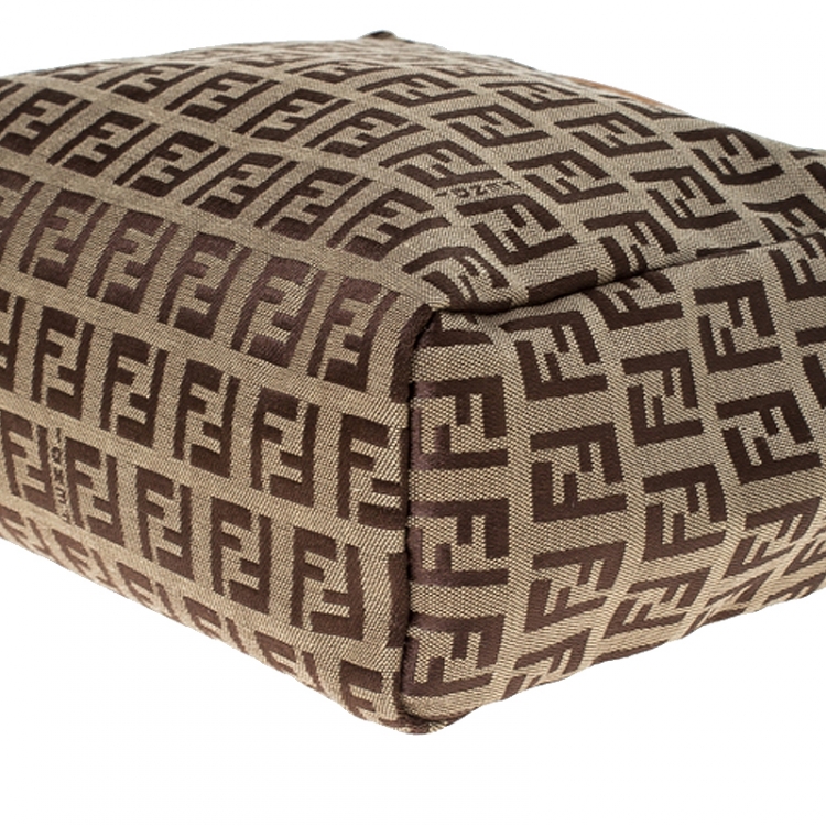 Pre Owned Fendi Brown/Beige Zucchino Canvas Pochette 