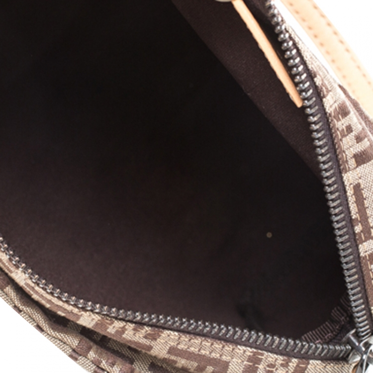 Pre Owned Fendi Brown/Beige Zucchino Canvas Pochette 