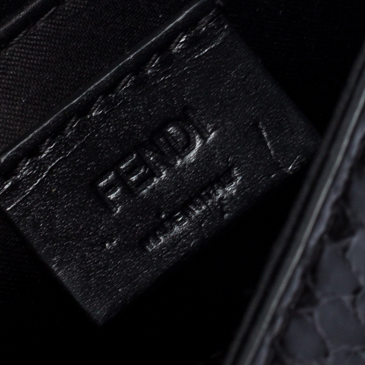 Pre Owned Fendi Black Python Leather Mini Rush Evening Clutch