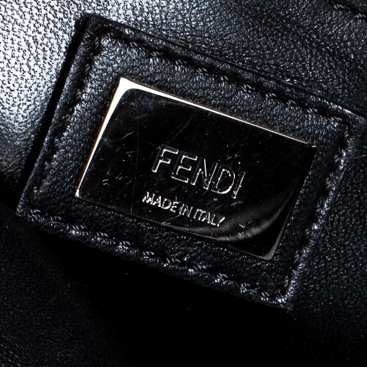 Pre Owned Fendi Black Leather Mini Whipstitched Peekaboo Top Handle Bag                  