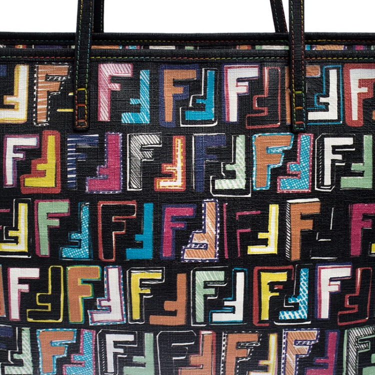 Pre Owned Fendi Multicolor Zucca Coated Canvas Roll Tote