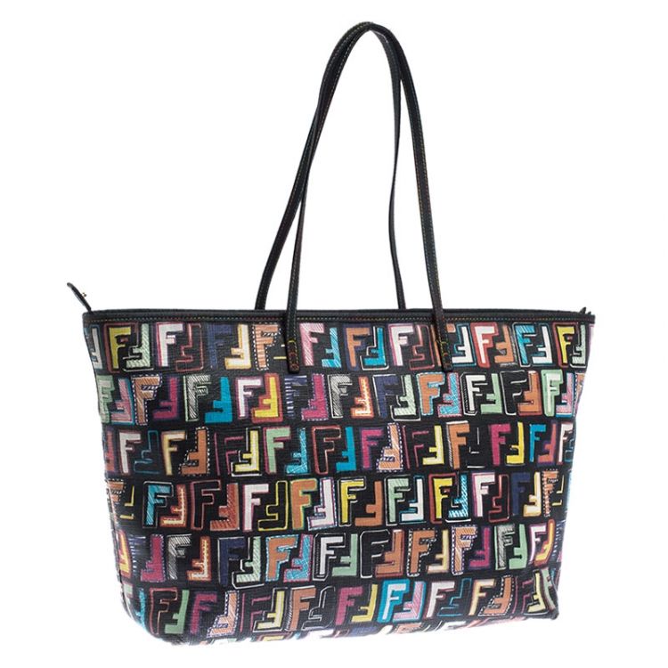 Pre Owned Fendi Multicolor Zucca Coated Canvas Roll Tote
